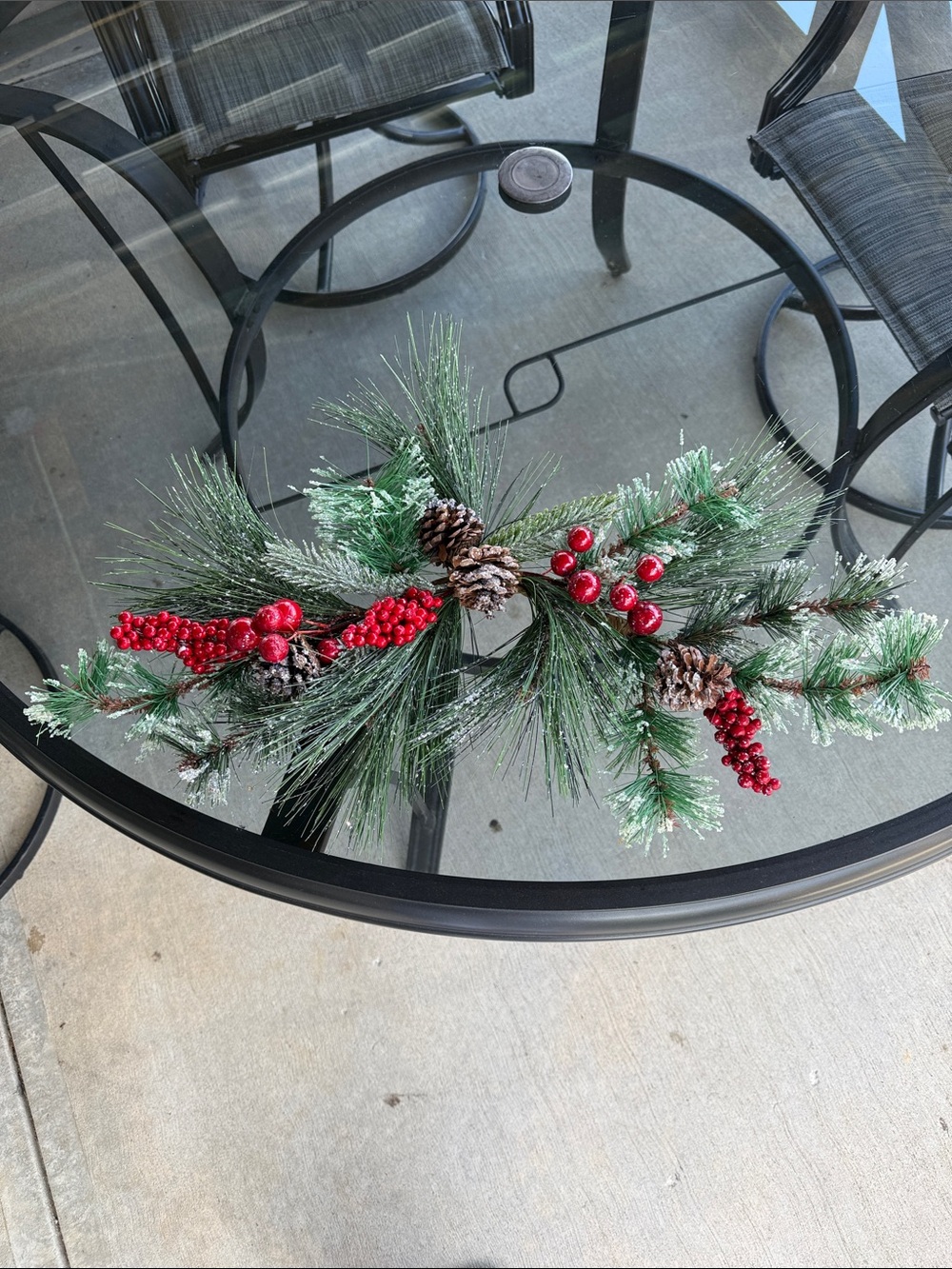 Holiday Pine Swag with Red Berries and Pinecones